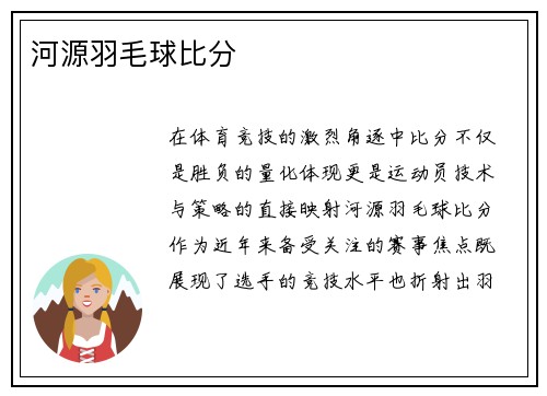 河源羽毛球比分